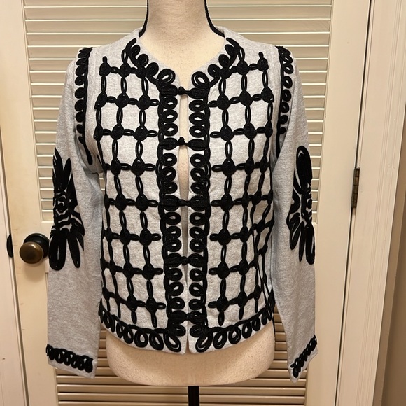 NIC+ZOE Romantic Soutache Knit Jacket in Grey Multi, Size Medium, NWT - Picture 3 of 17
